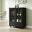 Minimalist Black Buffet Sideboard Cabinet, Modern Wooden Storage With Double Glass Doors & Drawer-1843020060
