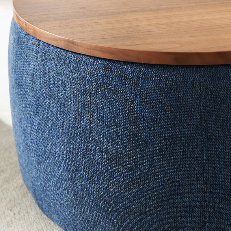 Repose-pieds rond avec rangement, fonction 2 en 1, table de bout et repose-pieds, Marine