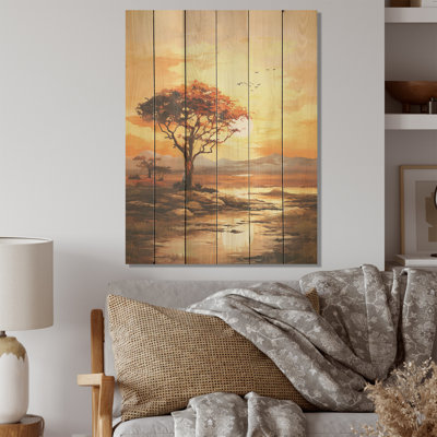 Arbre africain Essence I - Art africain sur bois de pin naturel