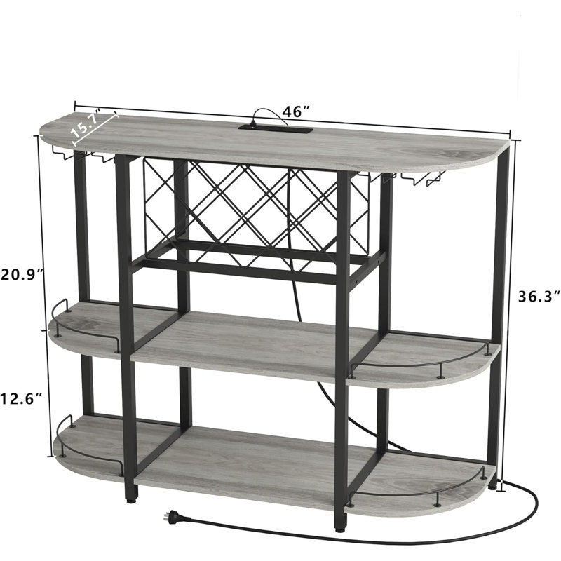 Wine Cabinet Coffee Table with Power Socket and LED Light
