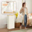 Panier à linge mince 65l avec couvercle, panier à linge étroit avec sac amovible et poignées en bambou, panier à linge mince et facile à déposer pour bac à linge pliable pour salle de bain-108976326-120881424
