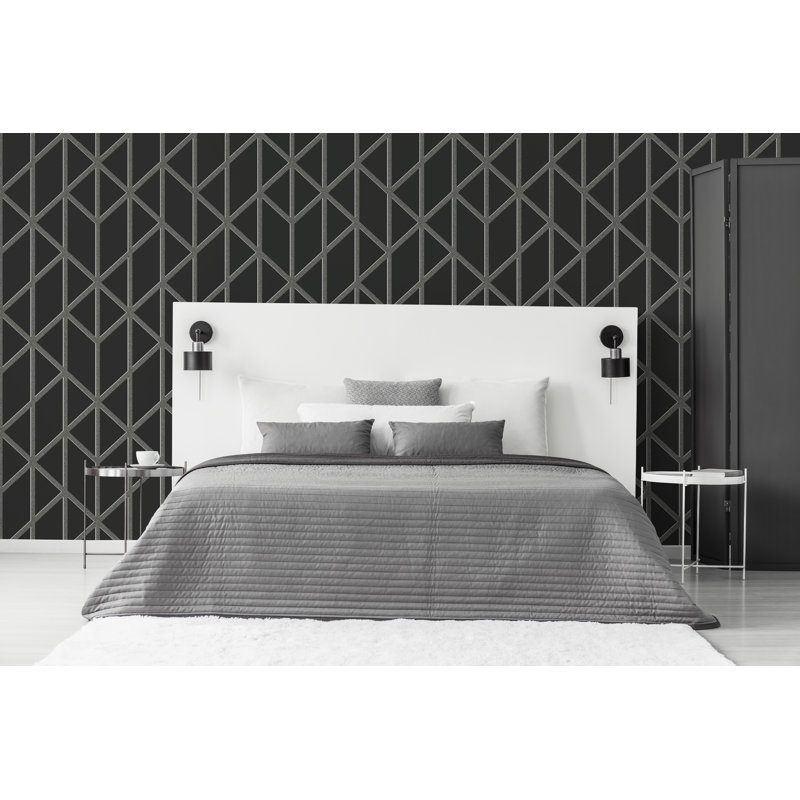 Superfresco Panel Glitter Geometric Charcoal Wallpaper