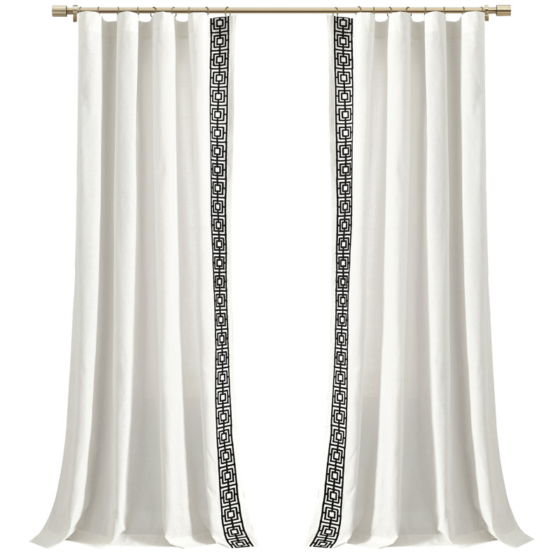 Panneau de fenêtre de luxe à bordure carrée moderne et brodée, Blanc