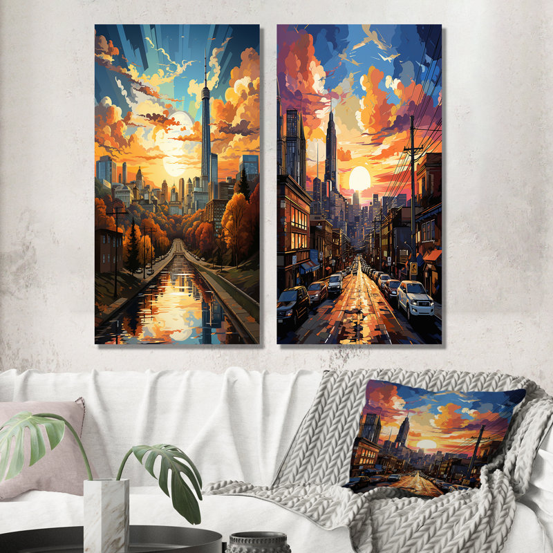 «City Atlanta Popart», 2 pièces, Toile tendue, H 32 po x l 32 po