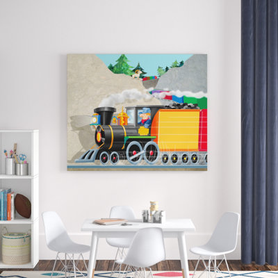 'Mountain Train' Print on Wrapped Canvas