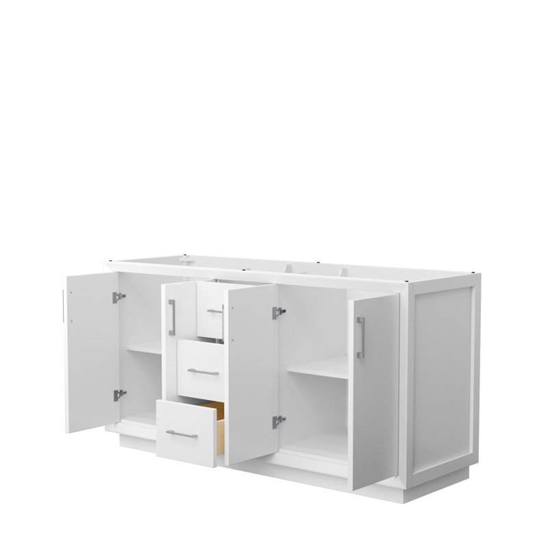 Strada 65.25'' Double Bathroom Vanity Base Only, White/Gray