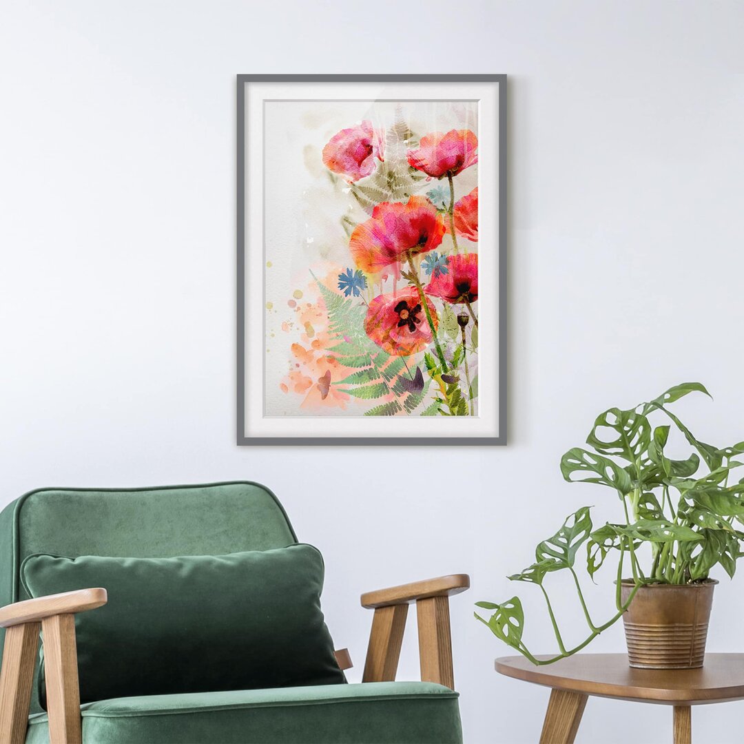 Gerahmter Kunstdruck Poppies Watercolour