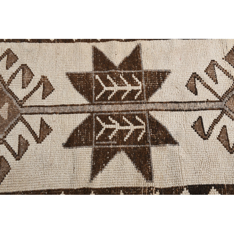 Tapis de couloir en laine 3,1 x 11,2 pi, motif rustique beige