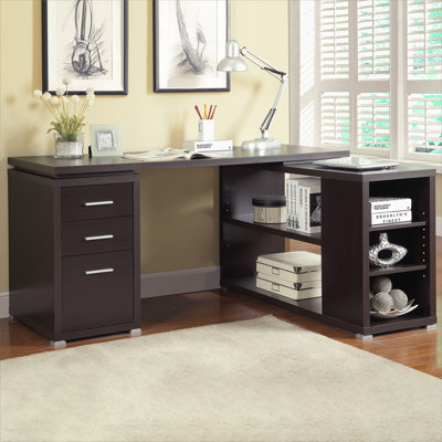 Tona Cappuccino 3-Drawer L-shape Computer Desk
