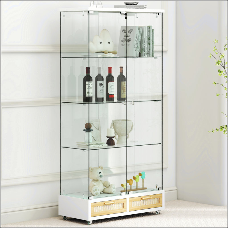 Vitrine moderne en verre, Naturel / Blanc