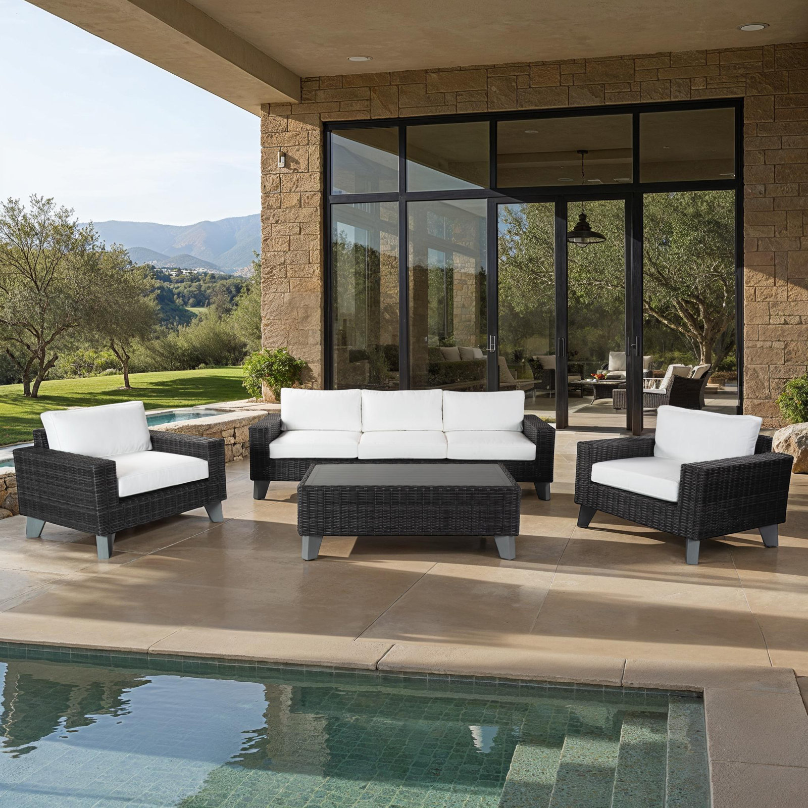 Swifton 3-Person Patio Seating Group, Black