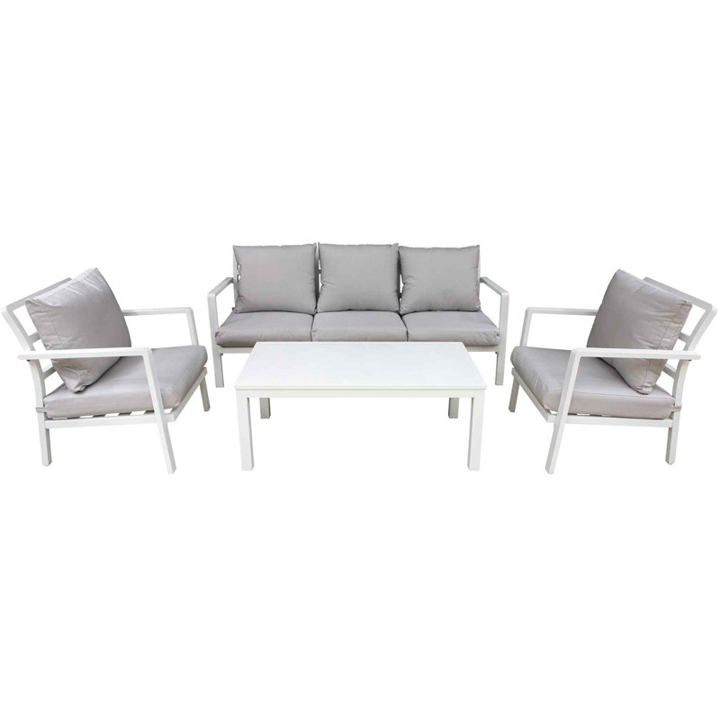 Alleah Metal 4 - Person Seating Group with Cushions