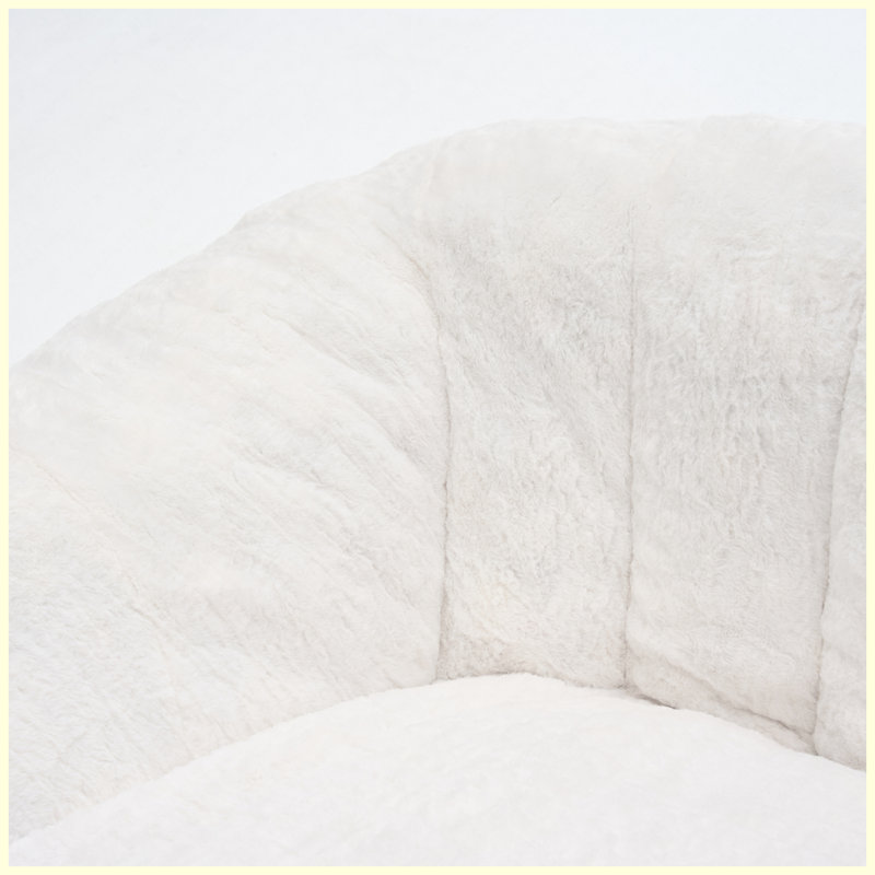 Canapé en éponge haute densité en forme de citrouille, Microfibre / microsuède blanc cassé