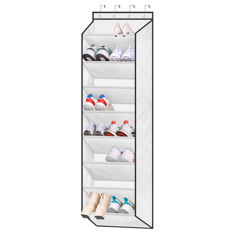 Over The Door Shoe Organizer for Closet with Large Deep Pockets, White