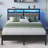 Bed Frame with Storage Headboard, Metal Platform Bed Frame with RGB Lights & Outlets-1361641595