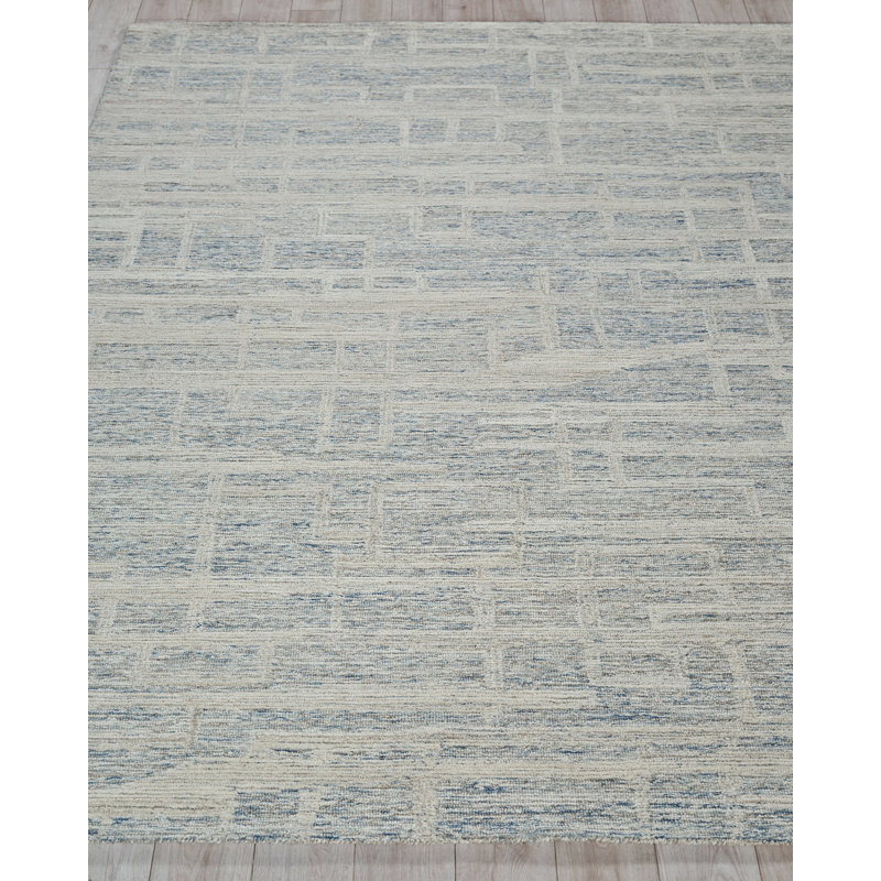 Aspen Hand Tufted Abstract Area Rug, Rectangle 5' x 8', Blue/Ivory