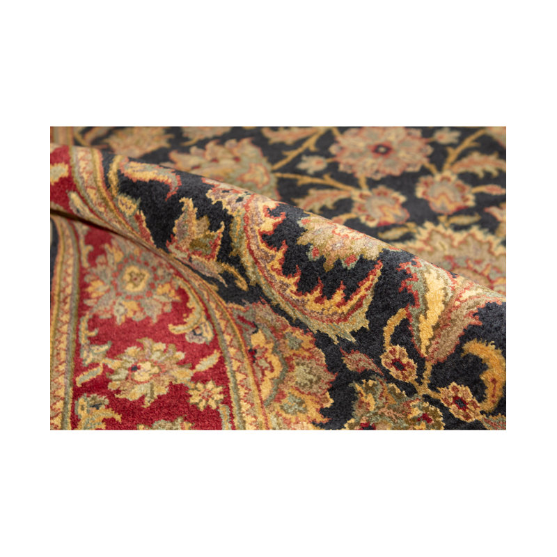 Wool Oriental Area Rug in Black/Red