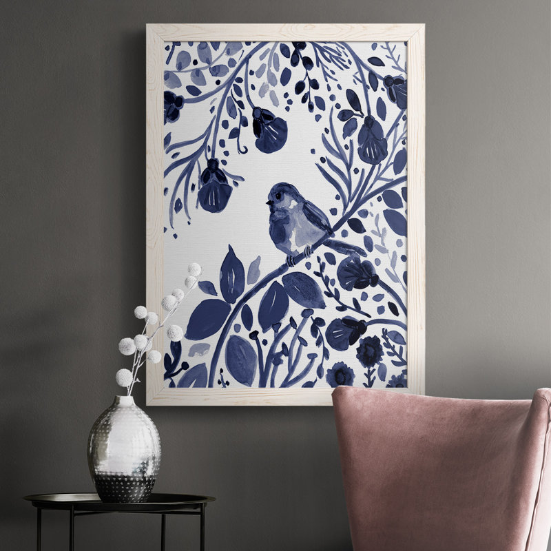 Indigo Song II, Cadre blanc, H 37,5 po x l 27,5 po x P 1 po