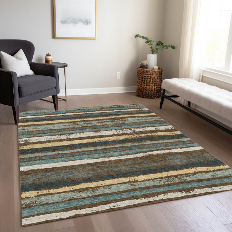 Sylira Brown Washable Indoor-Outdoor Rug - , 8' x 10'