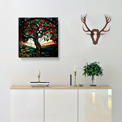 Apple Tree Stained Glass Effect - Wrapped Canvas