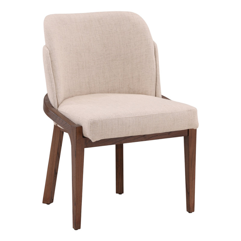 Jacquelyn Elm Upholstered Dining Chair, Off-white, Brown, Beige