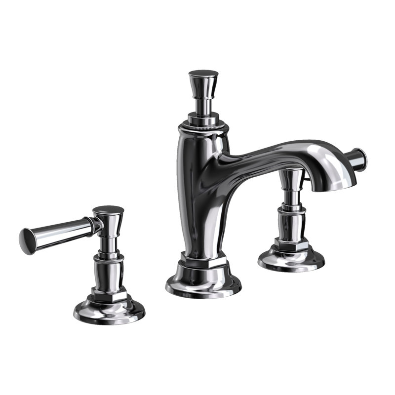 Vander Widespread Bathroom Faucet with Drain Assembly, Midnight Chrome