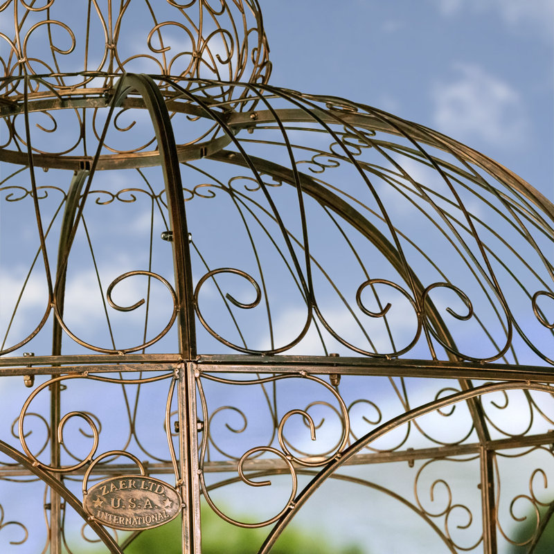 6.5 Ft. W x 6.5 FT. D Iron Patio Gazebo, Brown