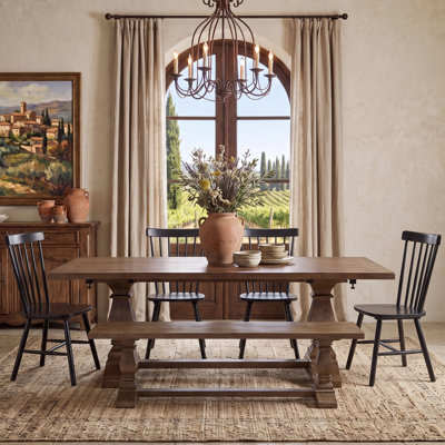 Solid Reclaimed Wood Dining Table Set