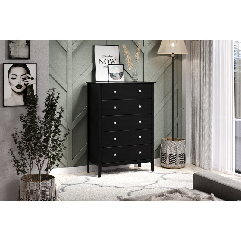 Commode 5 tiroirs Arzell, Noir