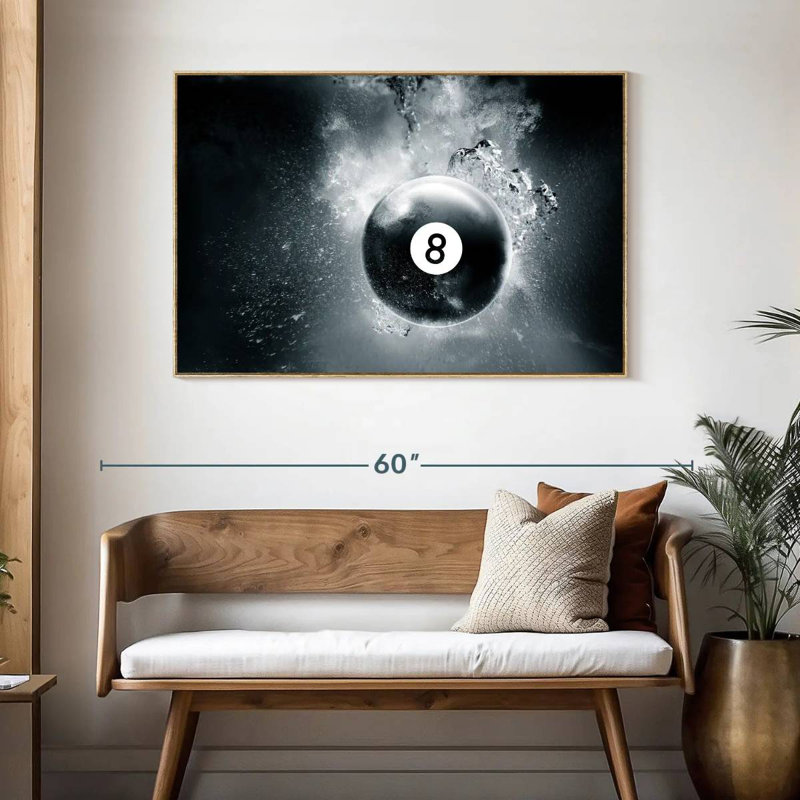 Goutte d'eau à huit boules, Cadre flottant en bois naturel, 46 po x 31 po