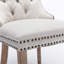 Ensemble de 2 chaises capitonnées en lin rembourrées avec pieds en bois et garniture cloutée
