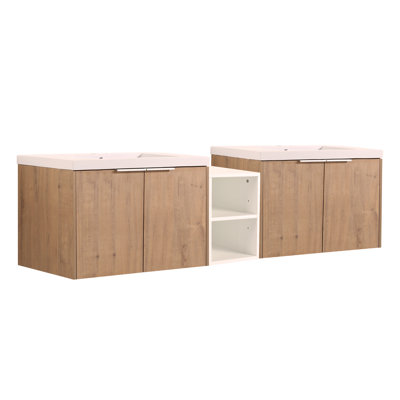 72 Inch Doors Bathroom Vanity With Sink, A Small Storage Shelves, 30" and 12" Combination Cabinet