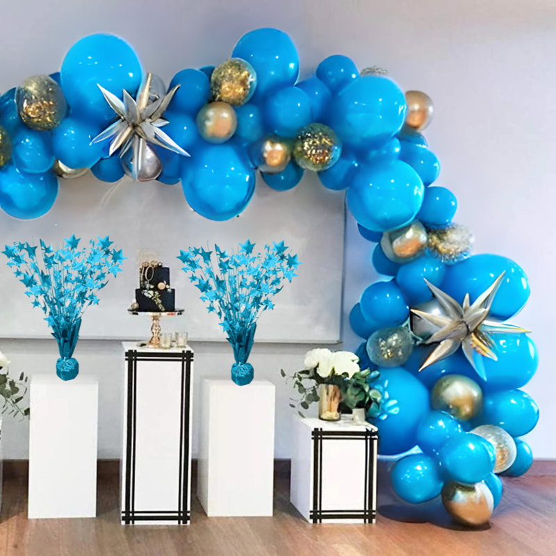Centre de table à motif de ballons d'étoile de PMU - décoration de fête parfaite - 15 po / 7,34 cm turquoise paquet de 3