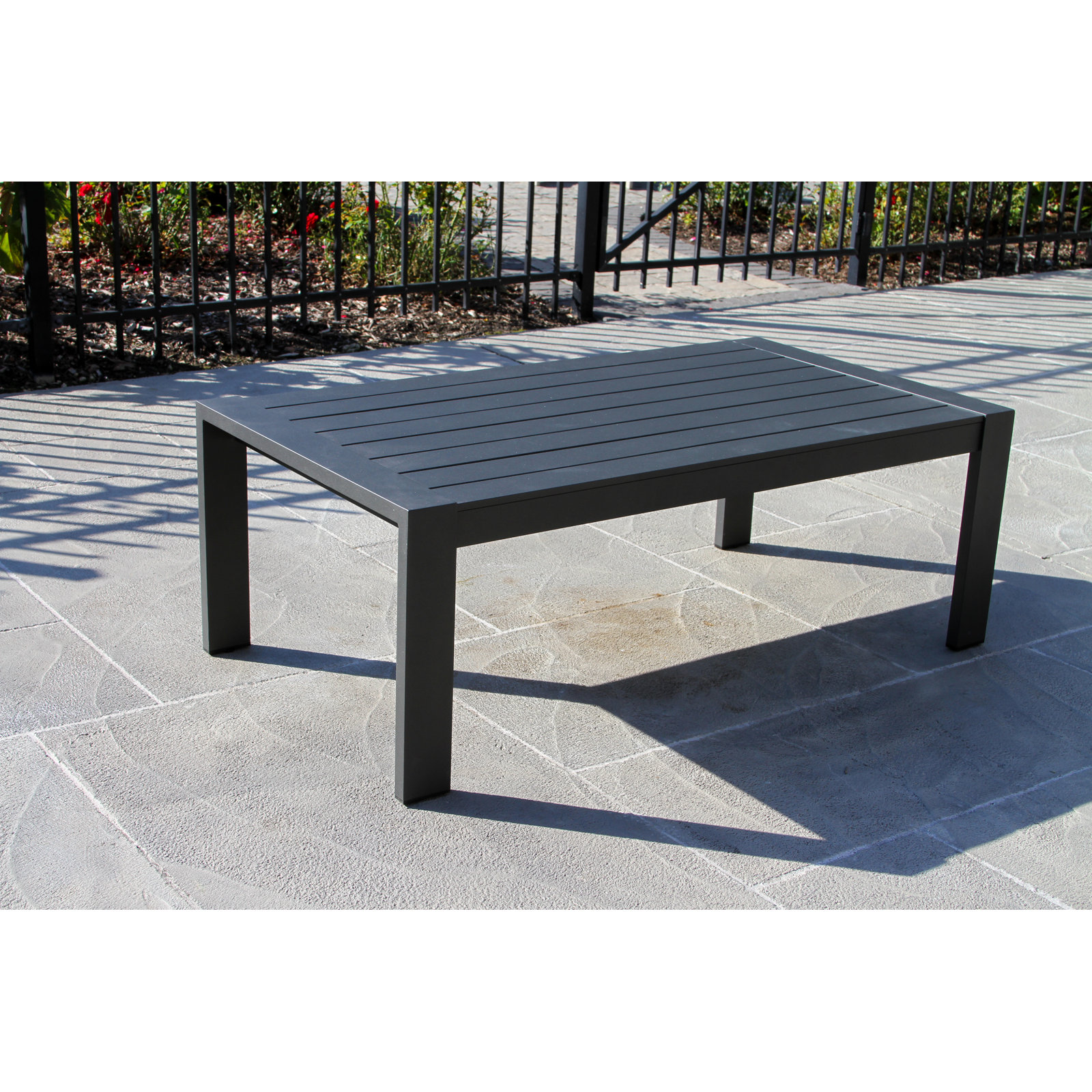 Jayton 8-Person Patio Seating Group, 5 Pcs: Table, 2 Chairs, 2 Sofas, Ivory Cushion/Black Frame