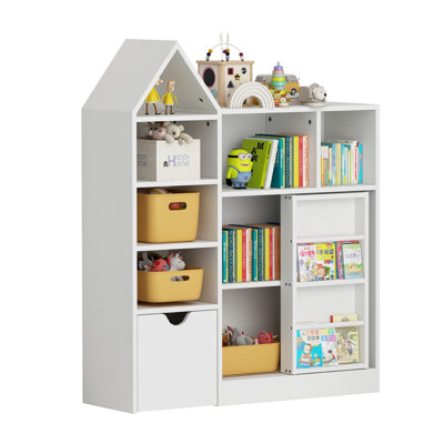43.7"  Tall Kids Bookshelf with Toy Storage and Mobile Sliding Door for Bedroom and Living Room