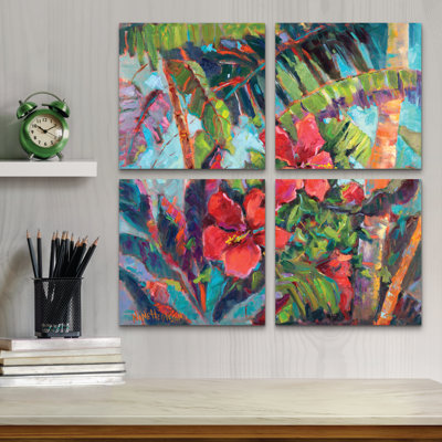 4 Panel Wall Art Set - Vision Studio 'Splash Of The Tropics Ii' Canvas Wall Art for Living Room, Bedroom, or Office Decor by 