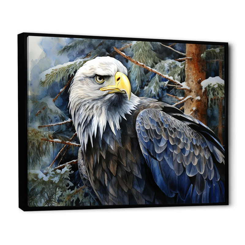 «Bold Eagle Strong Gaze I», reproduction sur toile, Cadre flottant noir, H 34 po x l 44 po x P 1,5 po