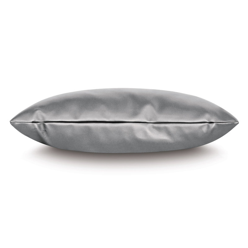 Housse de coussin décoratif en cuir Klein Klein, Acier, H 15 po x l 26 po