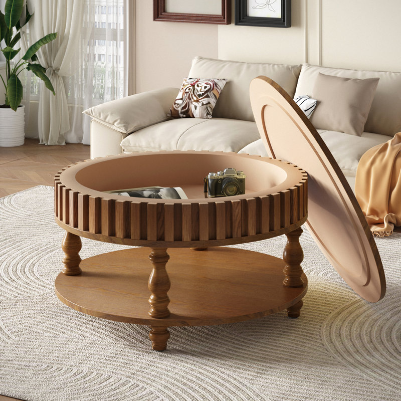 Table basse ronde cannelée 31,49 po Lewis, Brun