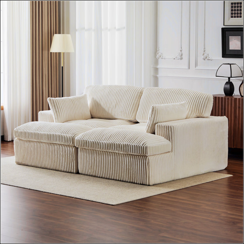 Double méridienne intérieure, canapé-lit rembourré surdimensionné d'intérieur avec siège profond, canapé-lit de luxe pour le confort du salon, aucun assemblage requis
