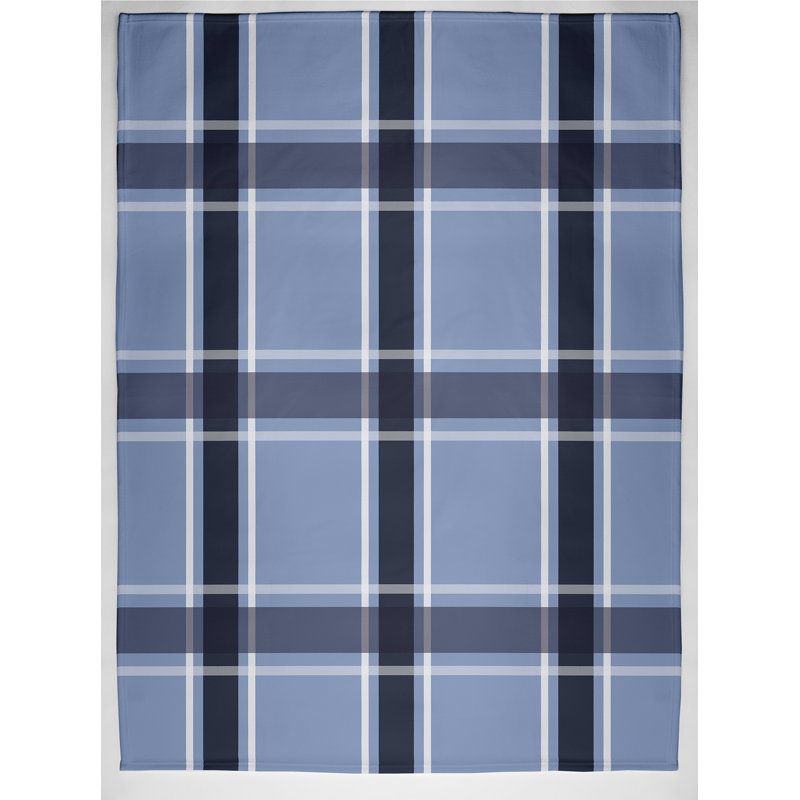 Criss Cross Throw Blanket, 60" L x 50" W, Cornflower (Light Blue/Navy Blue)