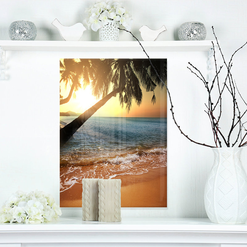 Reproduction de photo sur toile tendue, "magnifique coucher de soleil sur la plage tropicale large mer", Toile tendue