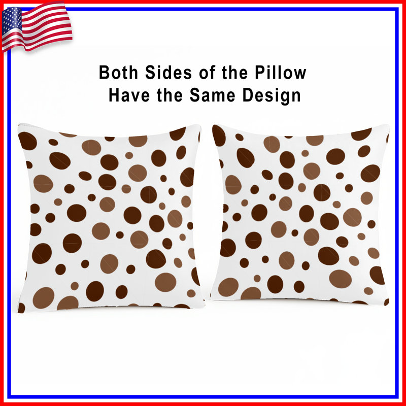 Coussin décoratif à pois, Pois bruns, Square 14"