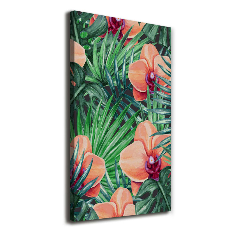 Orchid And Palm - Wrapped Canvas Print