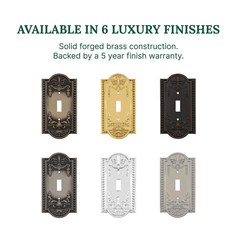 Antique Pewter 1-Gang Metal Toggle Switch Plate