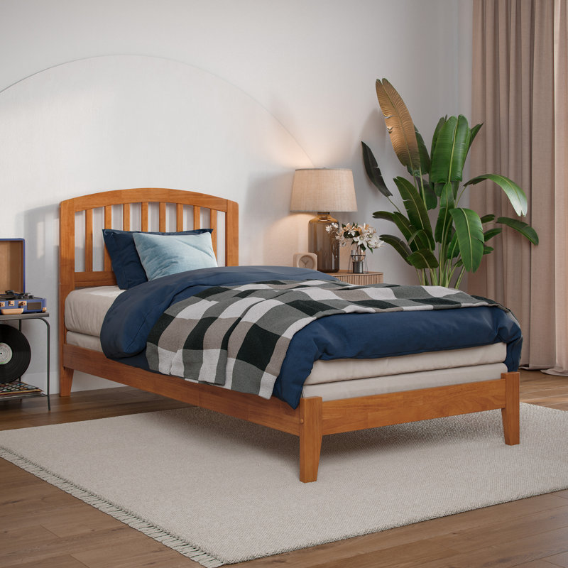  Richmond Solid Wood Foundation Bed, Twin XL, Light Toffee
