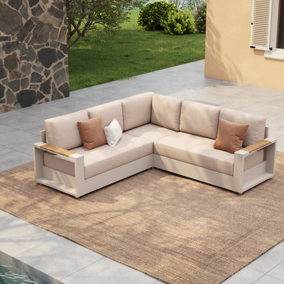 Outdoor L-shaped Aluminum Sectional Sofa Set