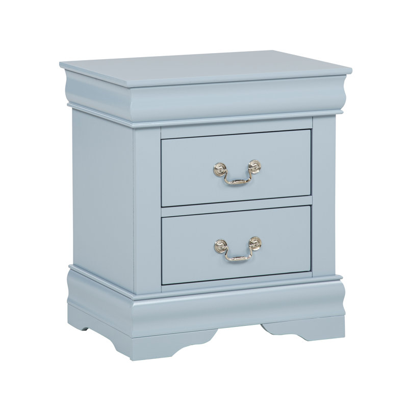 Table de chevet en bois de style Louis Philip avec tiroirs à fermeture en douceur, Blue