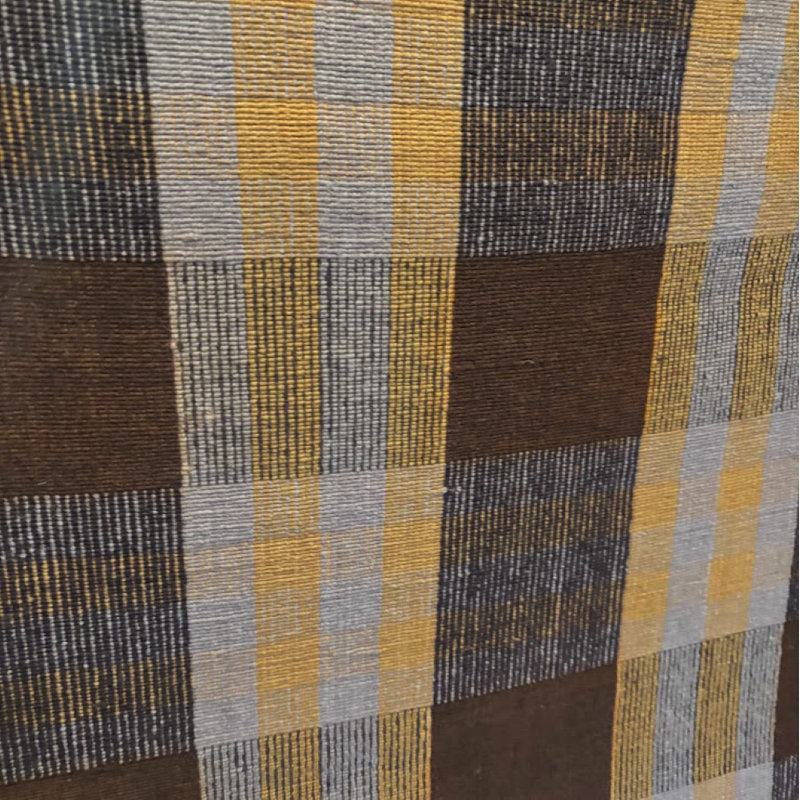 Wool Plaid Area Rug in Rust Brown, Rectangle 6' x 9'