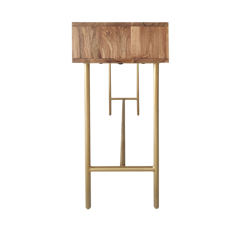 Carena 120cm Solid Wood Console Table, Brown, Gold